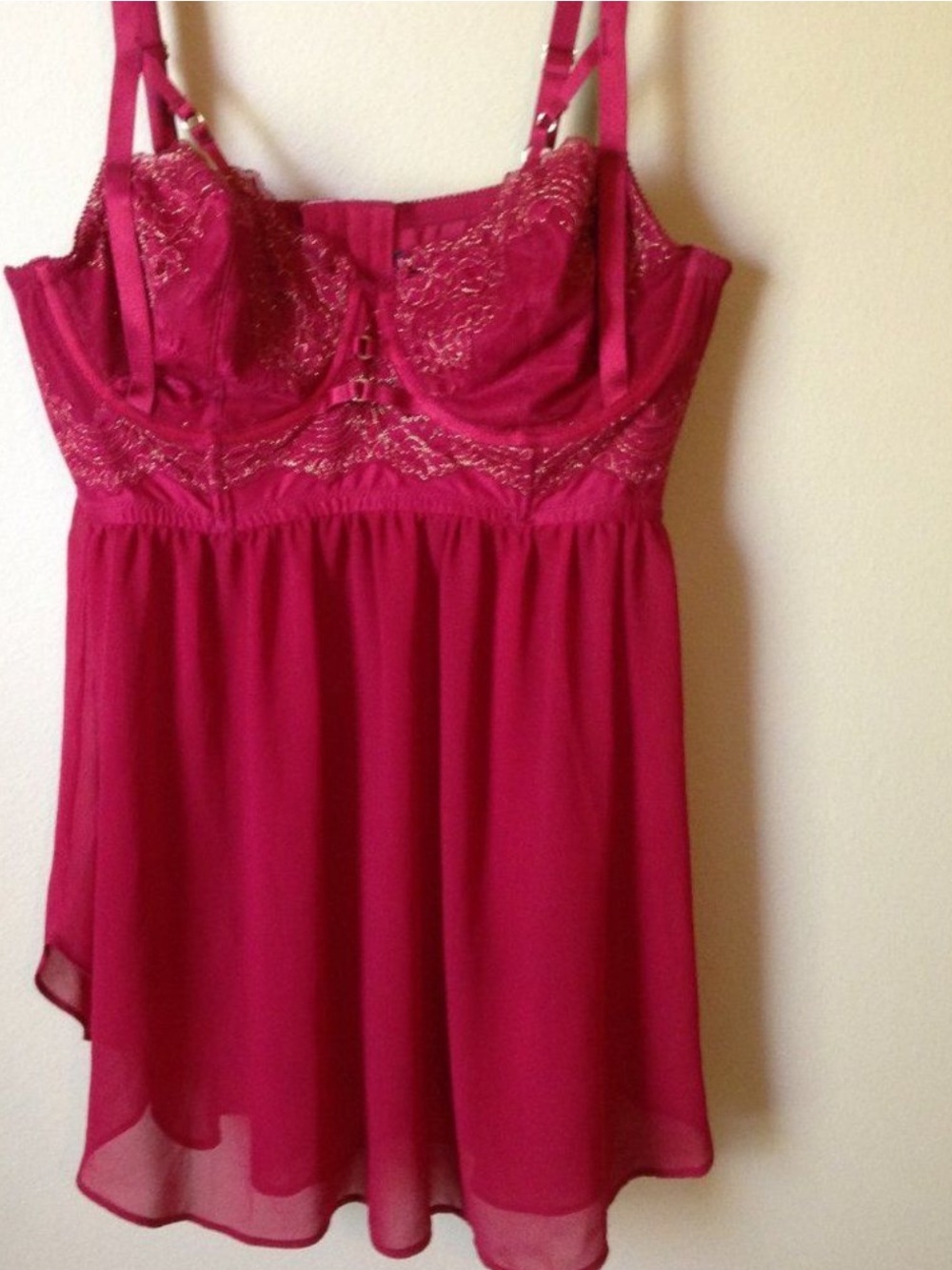 TORRID 1 Fuchsia Underwire Babydoll Chemise